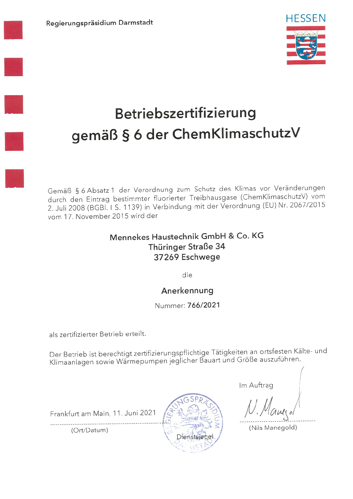 Mennekes Haustechnik GmbH & Co.KG - Zertifikate 8